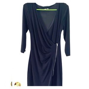 Plunge, long sleeve little black dress